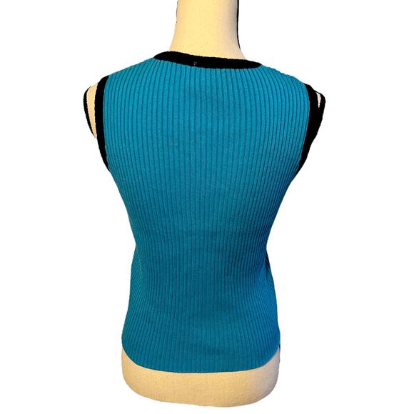 BEREK 2 Takako Sakon Knit Top Teal Black and Sequins Size Small RARE FIND - Picture 3 of 4